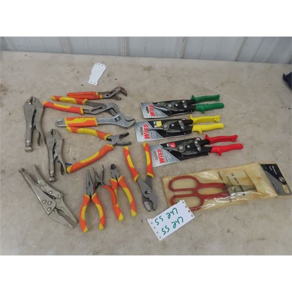 Vice Grips, Tin Snips, Plyers, Cutters - Some New Some used