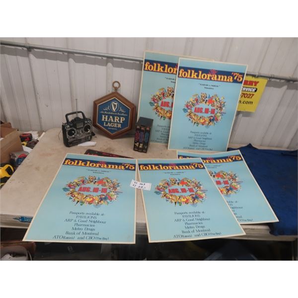 5- 1975 Folklorama Cardboard Signs 16" x 23" , Star Wars VHS Trilogy, Harp Lager Advertising Plaque