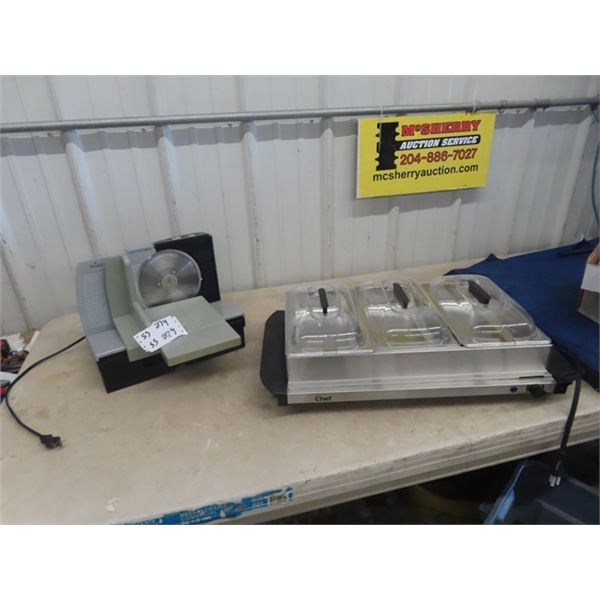 Chef Buffet Warmer Server & Rival Meat Slicer