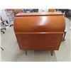 Image 1 : Teak Cylinder Top Desk with 3 Drawers 38"x36"x18"