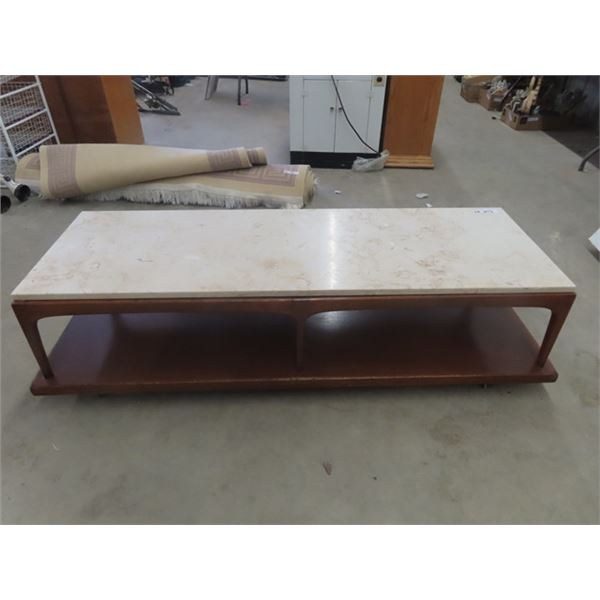 Teak Marble Top Coffee Table 16" x 60" x 20"