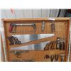 Image 3 : Wall Mount Wood Working Tool Cabinet Full of Tools Saws, Hammer, Chisles, Planer, Level  40" x 45"  