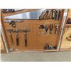 Image 4 : Wall Mount Wood Working Tool Cabinet Full of Tools Saws, Hammer, Chisles, Planer, Level  40" x 45"  