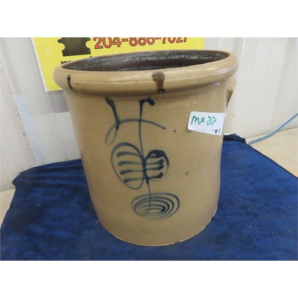 4 Gal Salt Glazed Crock - Some Cracks on Lower Back Side