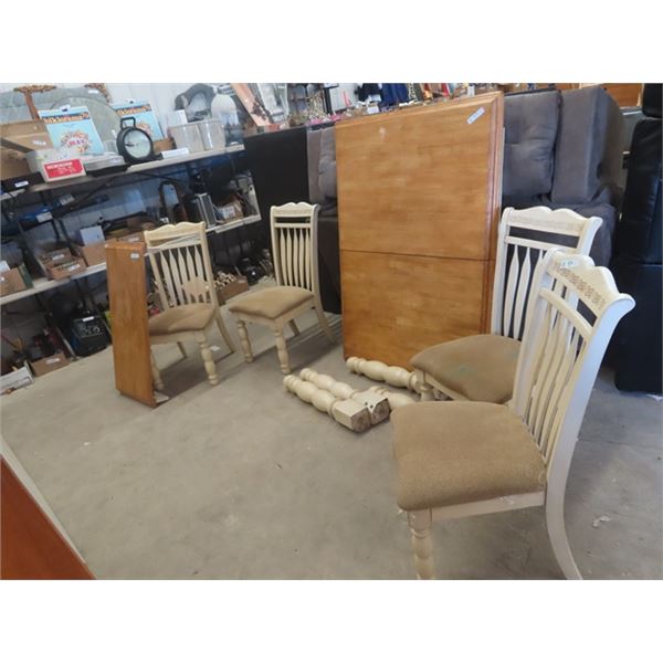 Table 42" x60" plus 18" Leaf & 4 Chairs