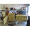 Image 1 : 3 pc Bedroom Suite; Dresser 43" x32"x18", Dresser 33"X50"x18" plus Mirror 28" x52" , Headboard 52" W