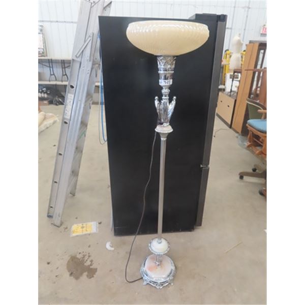 Torch Floor Lamp with Birds + Marble &  Beautiful Shade