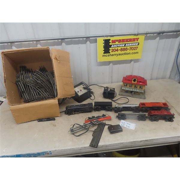 Vintage Lionel Train Set; Track , Extra Transformers, Newer Train Station