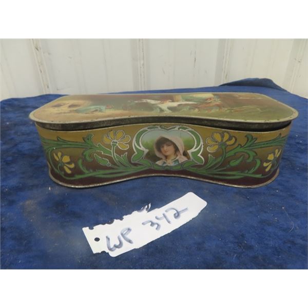 D.S Perrin + Company MFG High Class Biscuit + Candy Container London Canada- Nice Lithograph 10" x 5