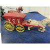 Image 2 : 3 Cast Horse with Delivery Wagon- Biggest 12" Long 6" Tall