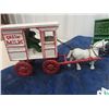 Image 3 : 3 Cast Horse with Delivery Wagon- Biggest 12" Long 6" Tall