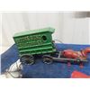 Image 4 : 3 Cast Horse with Delivery Wagon- Biggest 12" Long 6" Tall