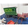 Image 2 : 3 Cast Horse + Delivery Wagon- Biggest 12" Long 6" Tall