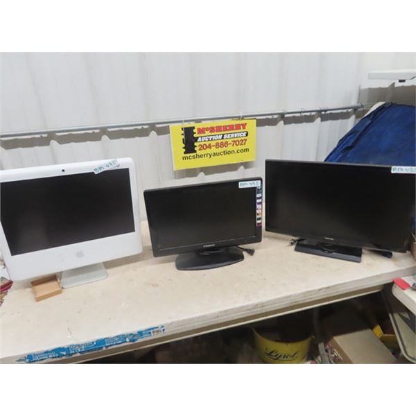 Apple iMac & 2 Monitors; 19" Polaroid, 24" Toshiba