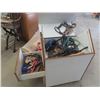 Image 1 : Tack Cabinet Filled with ; Halters, Hoof Trimmers Grooming Tools, Sinch
