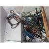 Image 2 : Tack Cabinet Filled with ; Halters, Hoof Trimmers Grooming Tools, Sinch