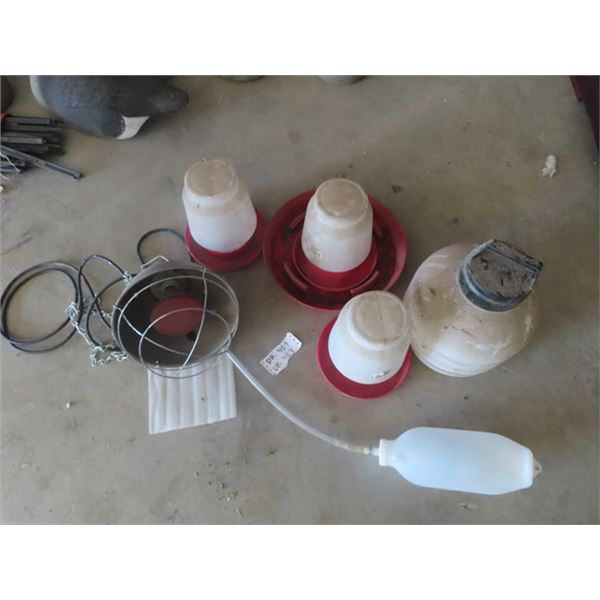4 Chicken Waterers, Brooder Light