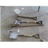 Image 1 : 4 Hand Yard Tools ; 2 Shovels, 2 Forks