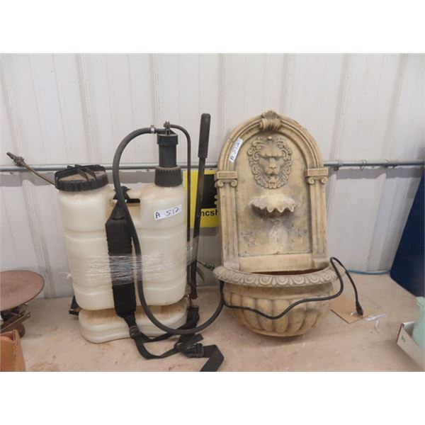 Backpack Yard Sprayer & Wall Mount Fountain 17" x 33"