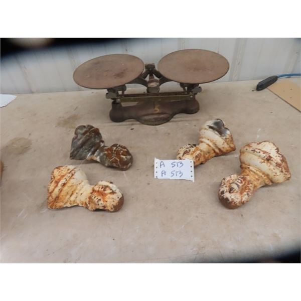 Balance Scale & 4 Cast Claw Feet off Bathtub