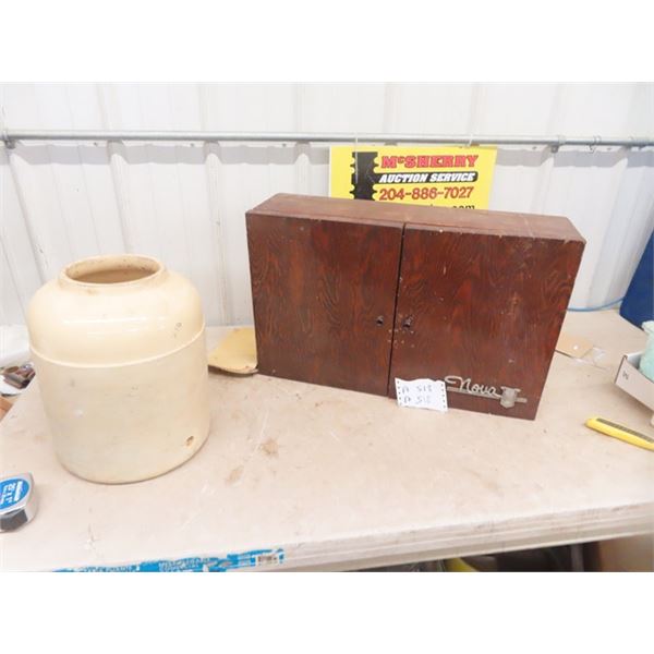 Water Cooler & Wooden Cabinet 25" x 7" x 16"