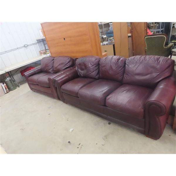 Red Leather Couch & Love Seat