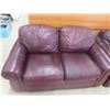 Image 4 : Red Leather Couch & Love Seat