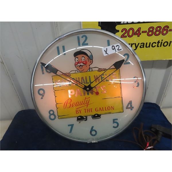 Canadian Neon-Ray Clock - Marshall Wells Light Up 14.5  - Doesn't keep Time