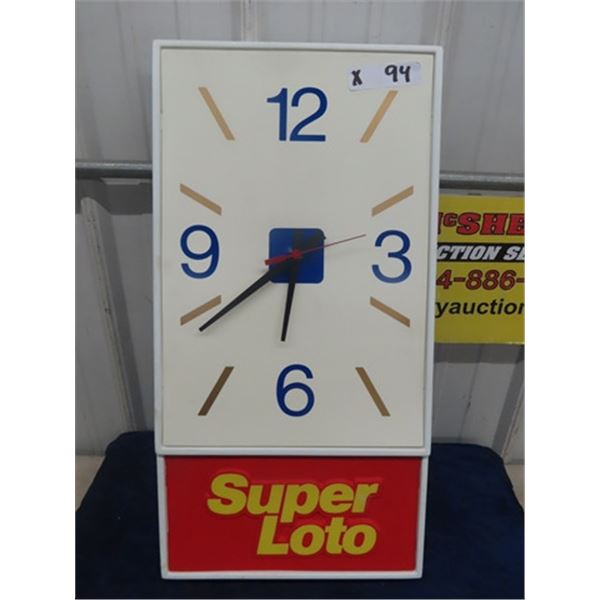 Plastic Super Loto Clock  13" x 26"