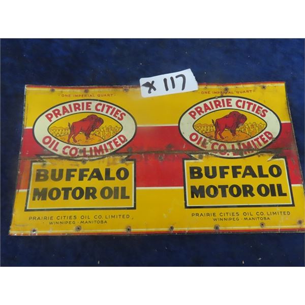 Buffalo Oil Prairie Cities Oil Co. - Flattened 1 Quart Can 6" x 11.5"