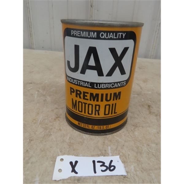 Jax Premium Motor Oil Quart TIn with Product