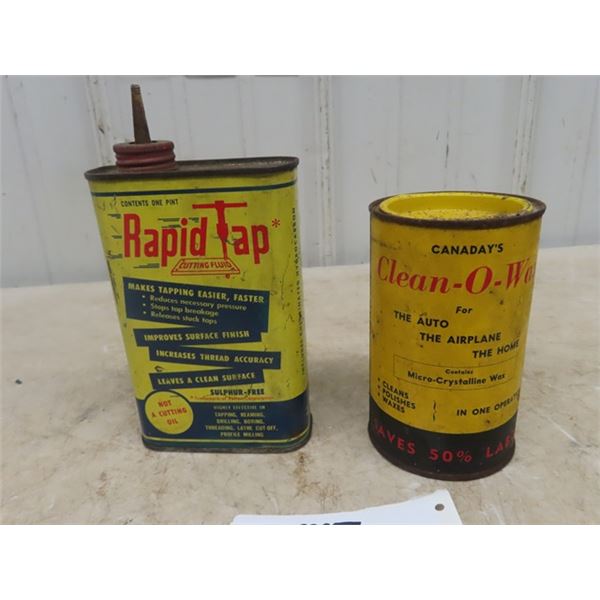 2 Tins: 1) Rapid Top Cutting FLuid 1 Pint , 1) Clean-o- Wax 7 oz