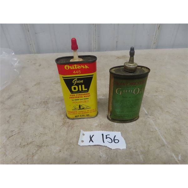 2 Gun Oil Tins; 1) Outers 445 3oz, 1) Winchester 3oz