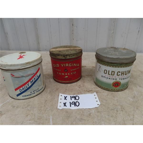 3 Tobacco Tins; 1) Daily Mail, 1) Old Chum, 1) Old Virginia