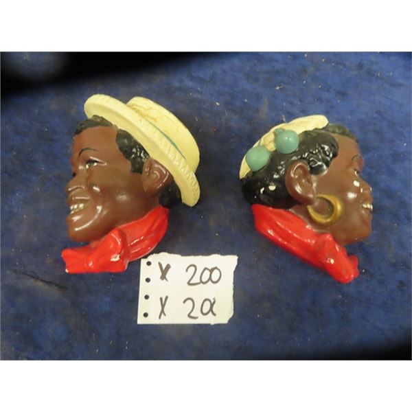 2 Black Americana Chalkware