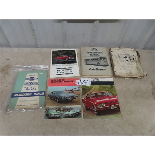 Car Manuals & Brochures; 1974 Dodge Charger, 1967 Chevy, Challenger Bus plus more