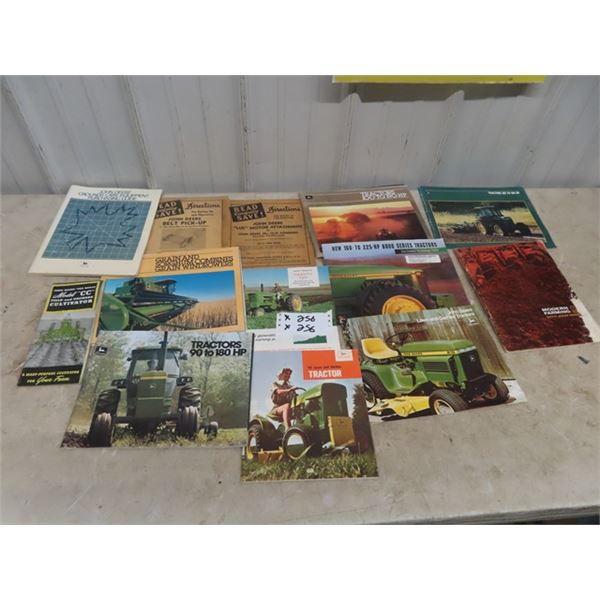 13 John Deere Brochures; Yard Tractors & Impliments