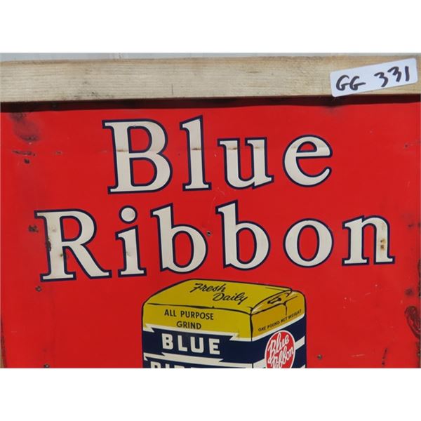 Vintage Blue Ribbon Metal Coffee SIgn 21