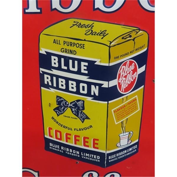 Vintage Blue Ribbon Metal Coffee SIgn 21