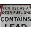 Image 2 : Porcelain 'Contains Lead' Fuel Bowser Sign 6" x 7"