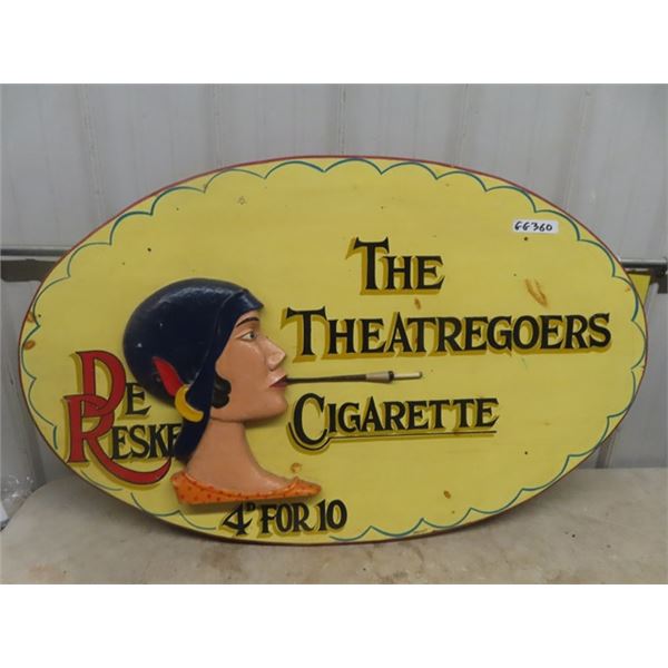 Wooden The Theatregoers Cigarette Advertising Sign 29  x 48 