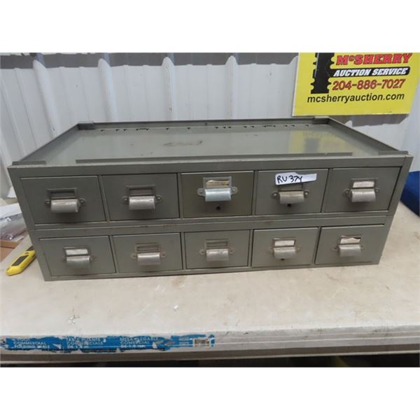 10 Drawer Metal Index Cabinet 11" X 33" X 17"