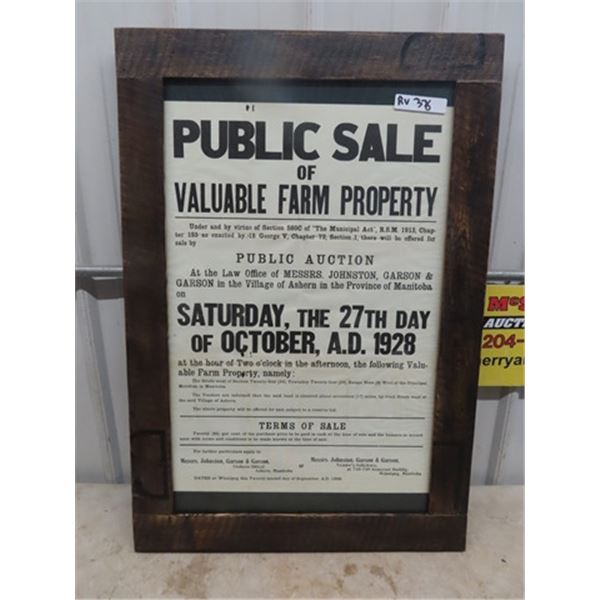 1928 Vintage Auction Poster 25.5" x 37"