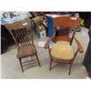 Image 1 : 2 Wooden Chairs ; 1) Press Back, 1) Captain