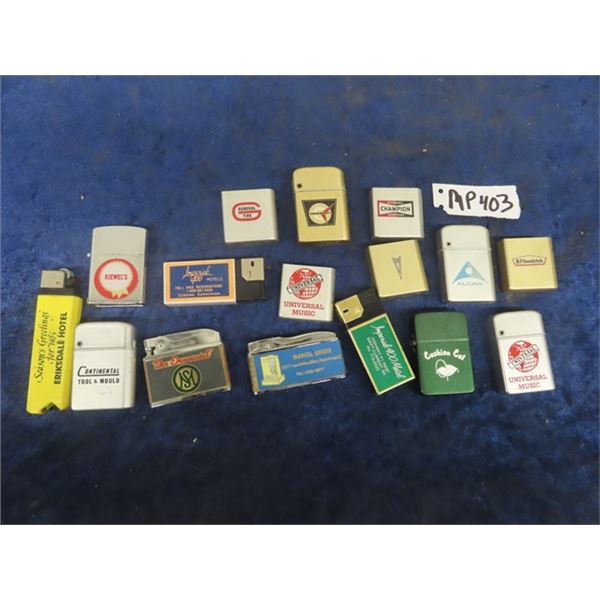 16 Lighters or Covers with Advertising; Cockshutt Champion, General TIre plus others