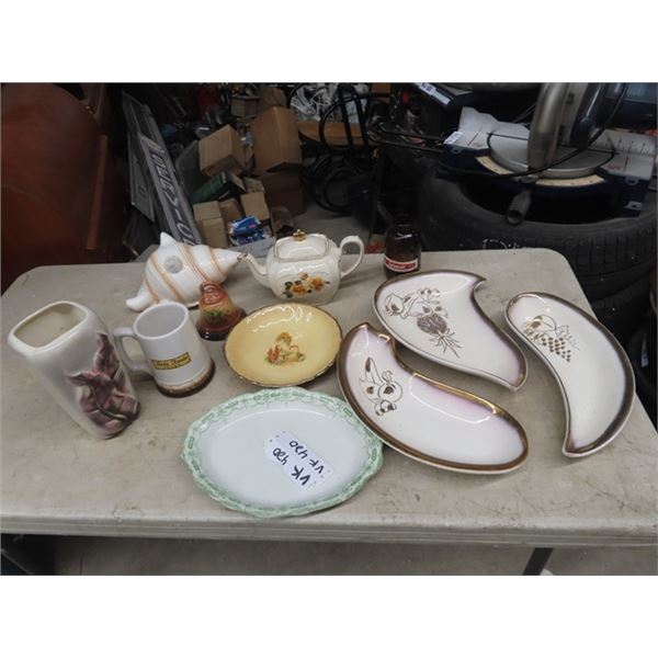 Tea Pot, China, Trays, Vase Plus More