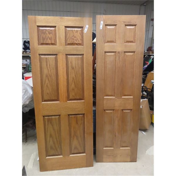 2 Solid Oak Doors; 1) 29.5" x 79" , 1) 80" x 24"