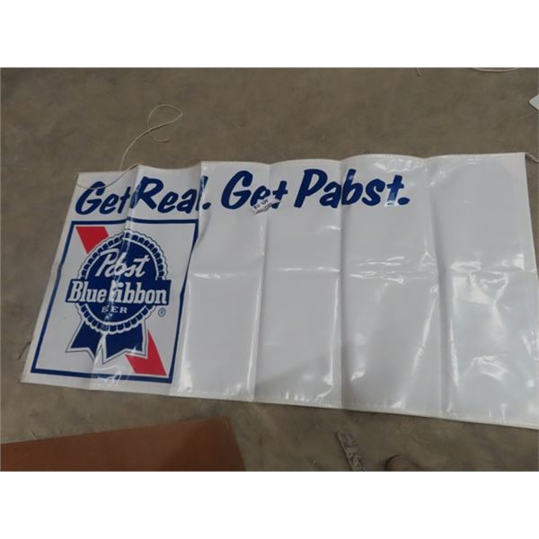 Pabst  Beer Banner 34 x 68  , Metal No Parking 12  x 24  & 2 Metal No Hunting Signs 15  x 15 