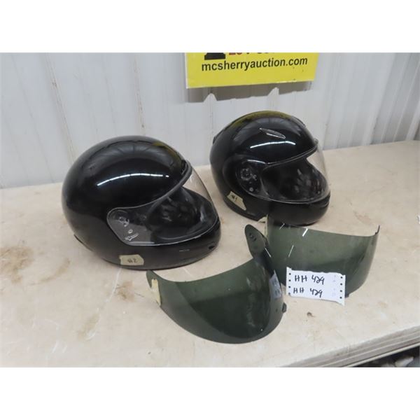 2 Motorcycle Helmets with Shields DOT Approved Both XL