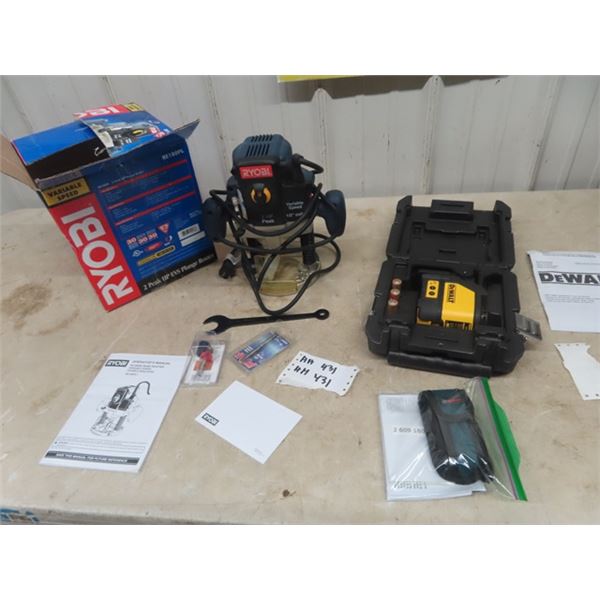 Ryobi 2hp Router & Dewalt Laser Chalkline, Bosch Laser Range Finder